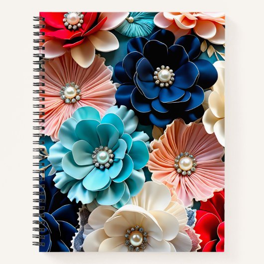 Kleurrijke Bloemstof Art Spiral Notitieboek (Voorkant)