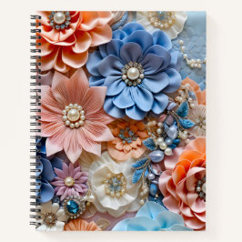 Kleurrijke Bloemstof Art Spiral Notitieboek