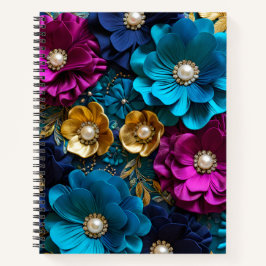 Kleurrijke Bloemstof Art Spiral Notitieboek