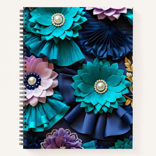 Kleurrijke Bloemstof Art Spiral Notitieboek (Voorkant)