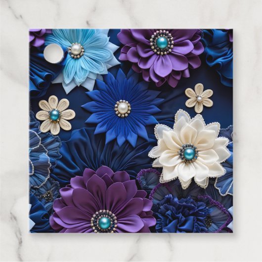 Kleurrijke Bloemstof Kunst Cadeautags Bedankjes Labels (Voorkant)