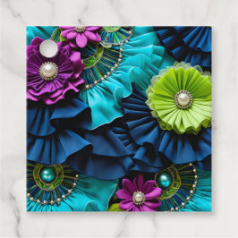 Kleurrijke Bloemstof Kunst Cadeautags Bedankjes Labels