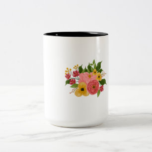 Kleurrijke bloemstuk botanische bloem mok