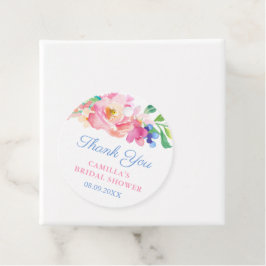 Kleurrijke bloemstukken zomer tuin baby shower cad bedankjes labels