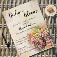 Kleurrijke Bloemvat Baby shower Uitnodiging