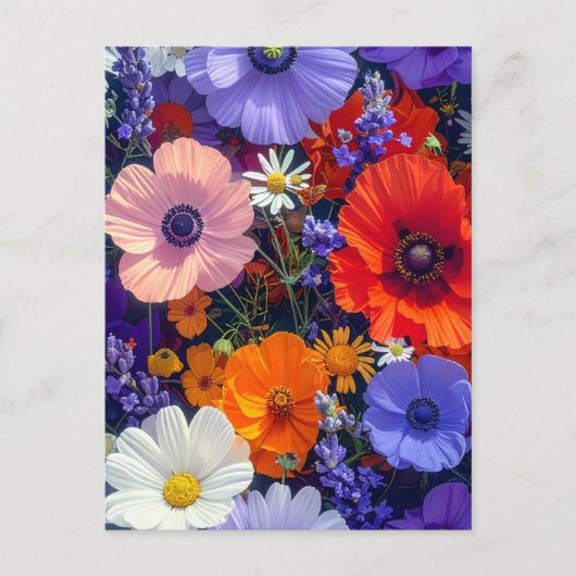 Kleurrijke Bloemvelden Briefkaart (Voorkant)