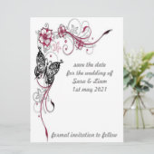 kleurrijke bloemvlinder save the date (Staand voorkant)