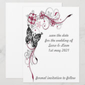 kleurrijke bloemvlinder save the date (Voorkant / Achterkant)