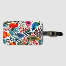Kleurrijke bloemvogels bagagelabel