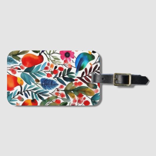 Kleurrijke bloemvogels bagagelabel (Voorkant (horizontaal))
