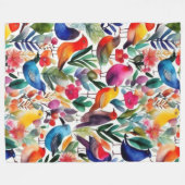 Kleurrijke bloemvogels fleece deken (Voorkant (Horizontaal))