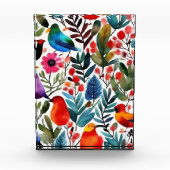 Kleurrijke bloemvogels fotoblokken (Voorkant)