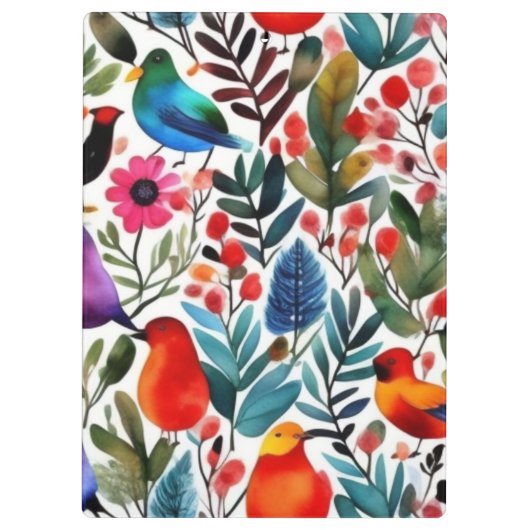 Kleurrijke bloemvogels klembord (Achterkant)