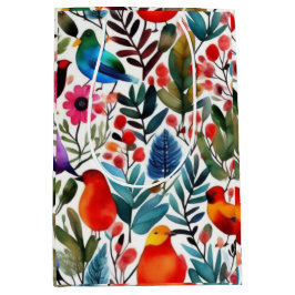 Kleurrijke bloemvogels medium cadeauzakje