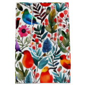 Kleurrijke bloemvogels medium cadeauzakje (Achterkant)