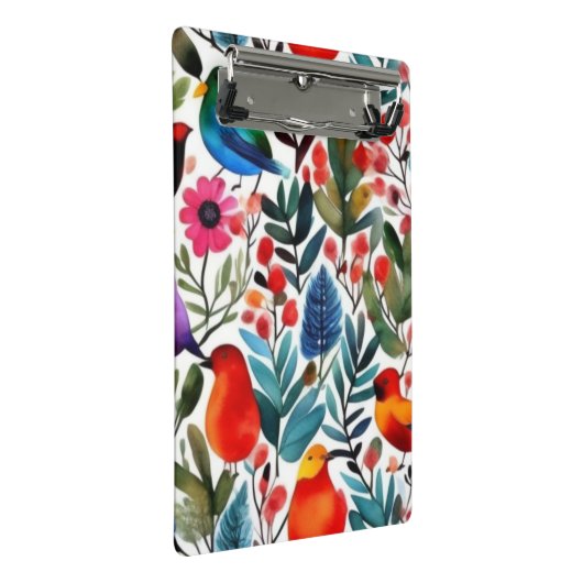 Kleurrijke bloemvogels mini klembord (Schuin)
