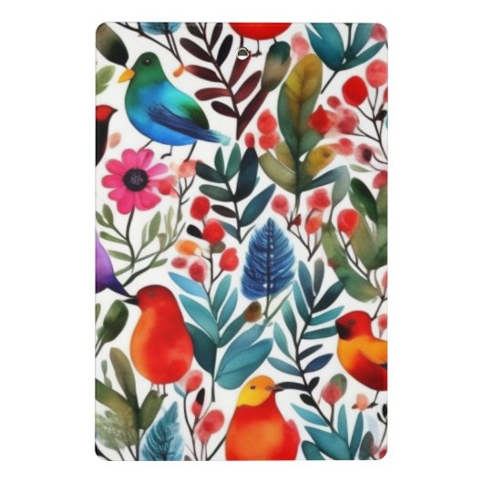 Kleurrijke bloemvogels mini klembord (Achterkant)