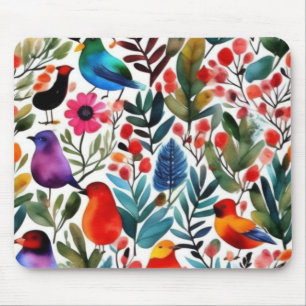 Kleurrijke bloemvogels muismat