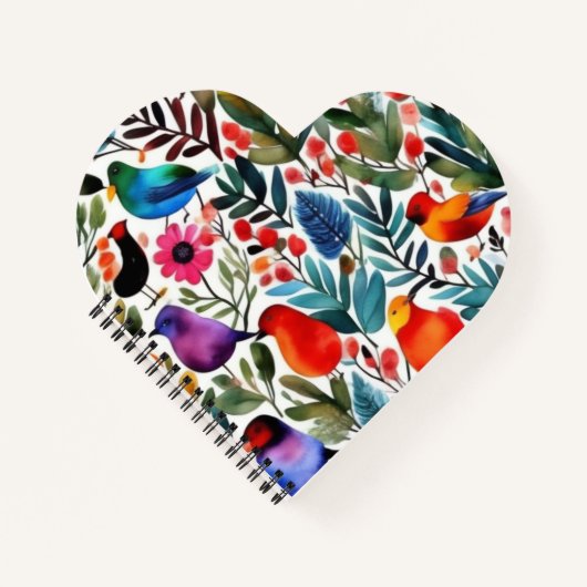 Kleurrijke bloemvogels notitieboek (Voorkant)