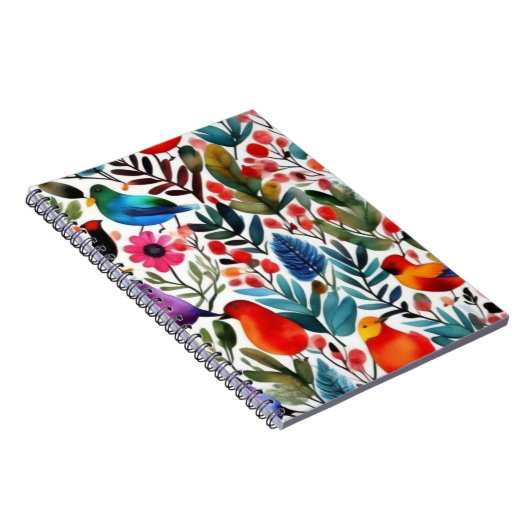 Kleurrijke bloemvogels notitieboek (Rechterzijde)