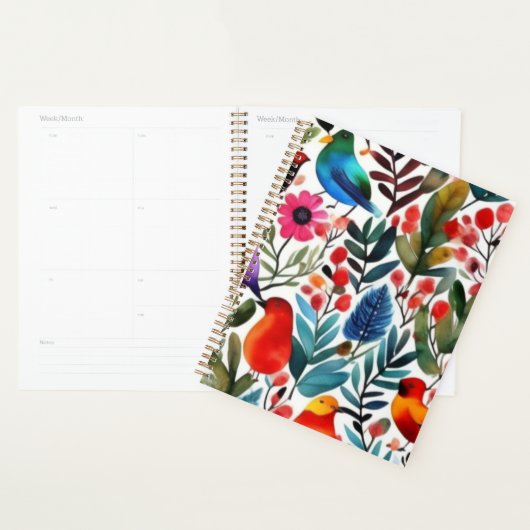 Kleurrijke bloemvogels planner (Display)