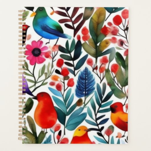 Kleurrijke bloemvogels planner (Voorkant)