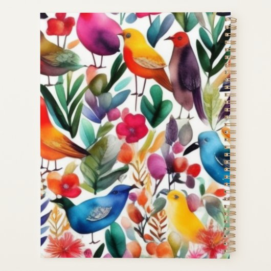 Kleurrijke bloemvogels planner (Achterkant)