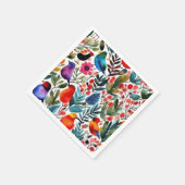 Kleurrijke bloemvogels servet (Hoek)
