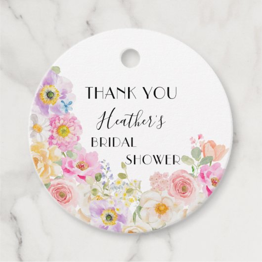Kleurrijke Bloesem Bloemige Bruids Shower Bedankt Bedankjes Labels (Voorkant)