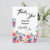 Kleurrijke Bloesem Bruidsfeest Bedankkaart (Staand voorkant)