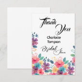 Kleurrijke Bloesem Bruidsfeest Bedankkaart (Voorkant / Achterkant)