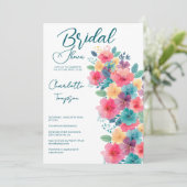 Kleurrijke Bloesem Bruidsfeest Kaart (Staand voorkant)