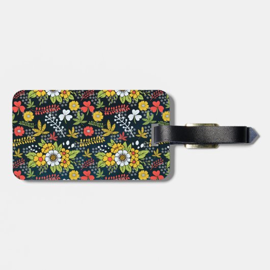 Kleurrijke bloesem-gepersonaliseerde naam bagagelabel (Achterkant horizontaal)