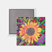 Kleurrijke bloesem vierkante magneet (Voorkant / Achterkant)