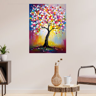 kleurrijke bloesemboom poster
