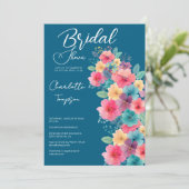 Kleurrijke Bloesems Bruids Bash Kaart (Staand voorkant)