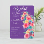 Kleurrijke Bloesems Bruids Bash Kaart (Staand voorkant)