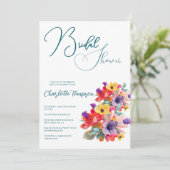 Kleurrijke Bloesems Bruids Bash Kaart (Staand voorkant)