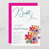 Kleurrijke Bloesems Bruids Bash Kaart (Voorkant / Achterkant)