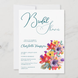 Kleurrijke Bloesems Bruids Bash Kaart