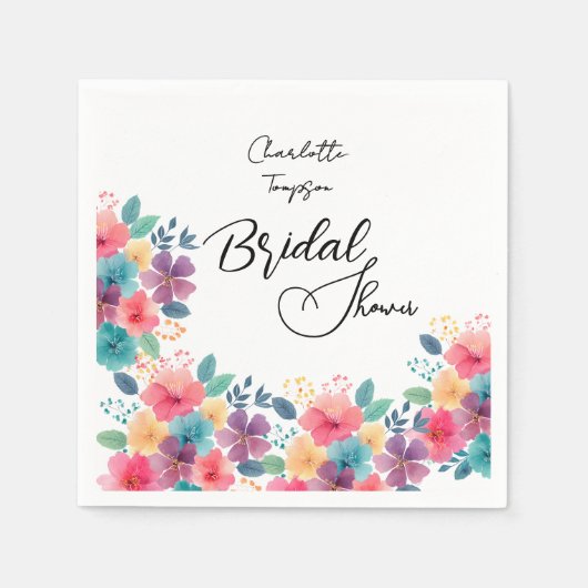 Kleurrijke Bloesems Bruids Bash Servet (Voorkant)