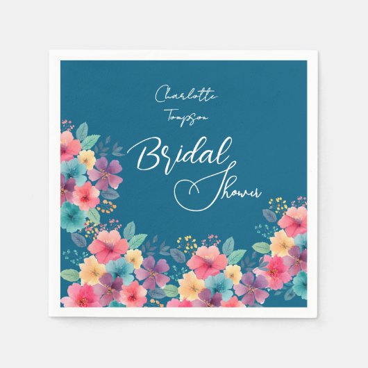 Kleurrijke Bloesems Bruids Bash Servet (Voorkant)