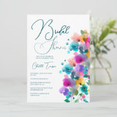 Kleurrijke Bloesems Bruidsfeest Kaart (Staand voorkant)