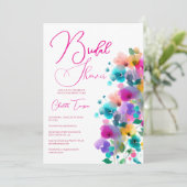 Kleurrijke Bloesems Bruidsfeest Kaart (Staand voorkant)