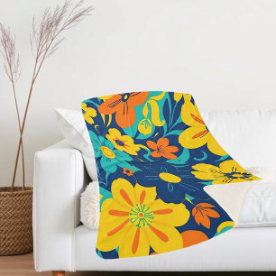 Kleurrijke Bloesems - Dopamine Stijl - Retro Bloem Sherpa Deken