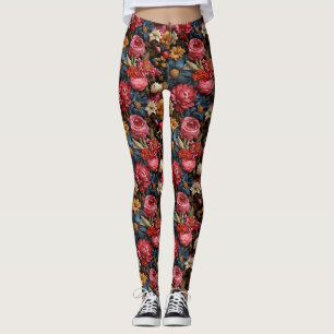 Kleurrijke bloesems en bladeren leggings
