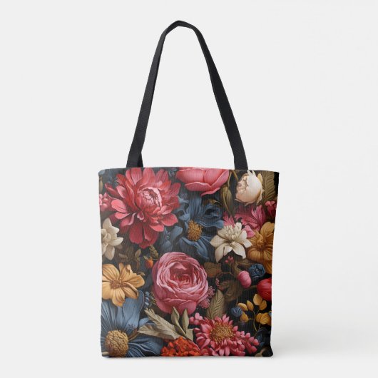 Kleurrijke bloesems en bladeren tote bag (Achterkant)