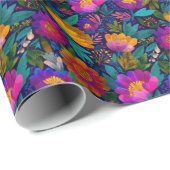 Kleurrijke Bloesems Exotisch Bloempatroon Cadeaupapier (Rol Hoek)