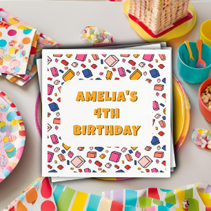 Kleurrijke blok baksteen patroon tekenen kinderen  servet