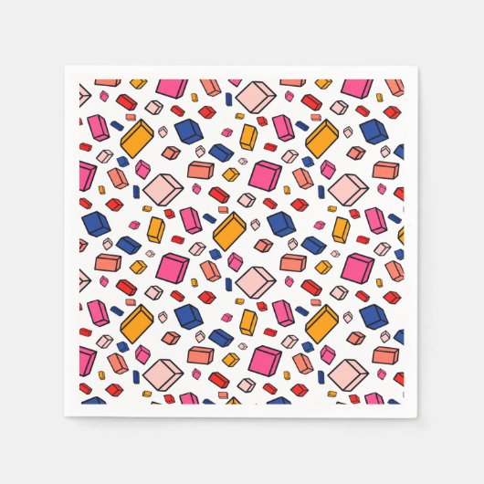 Kleurrijke blok baksteen patroon tekenen kinderen  servet (Voorkant)